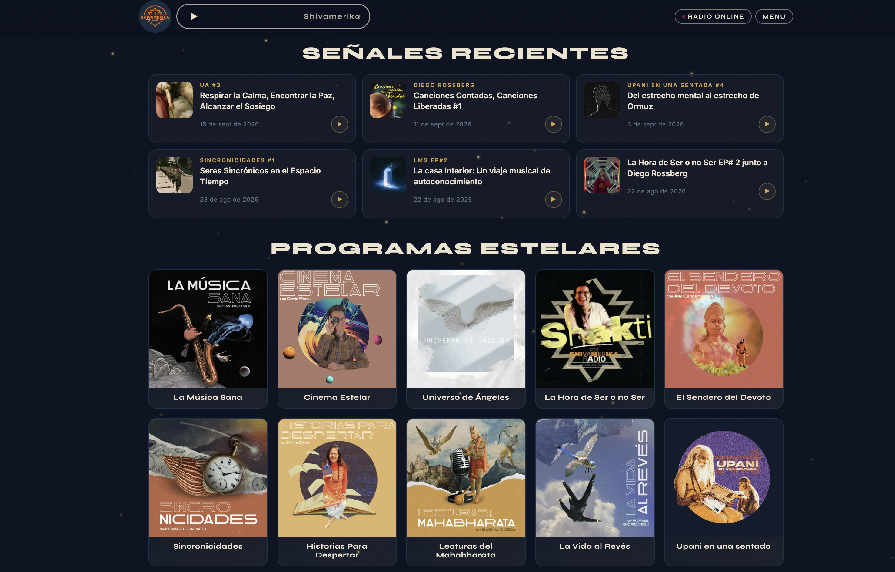 Captura de la web de Shivamerika Radio